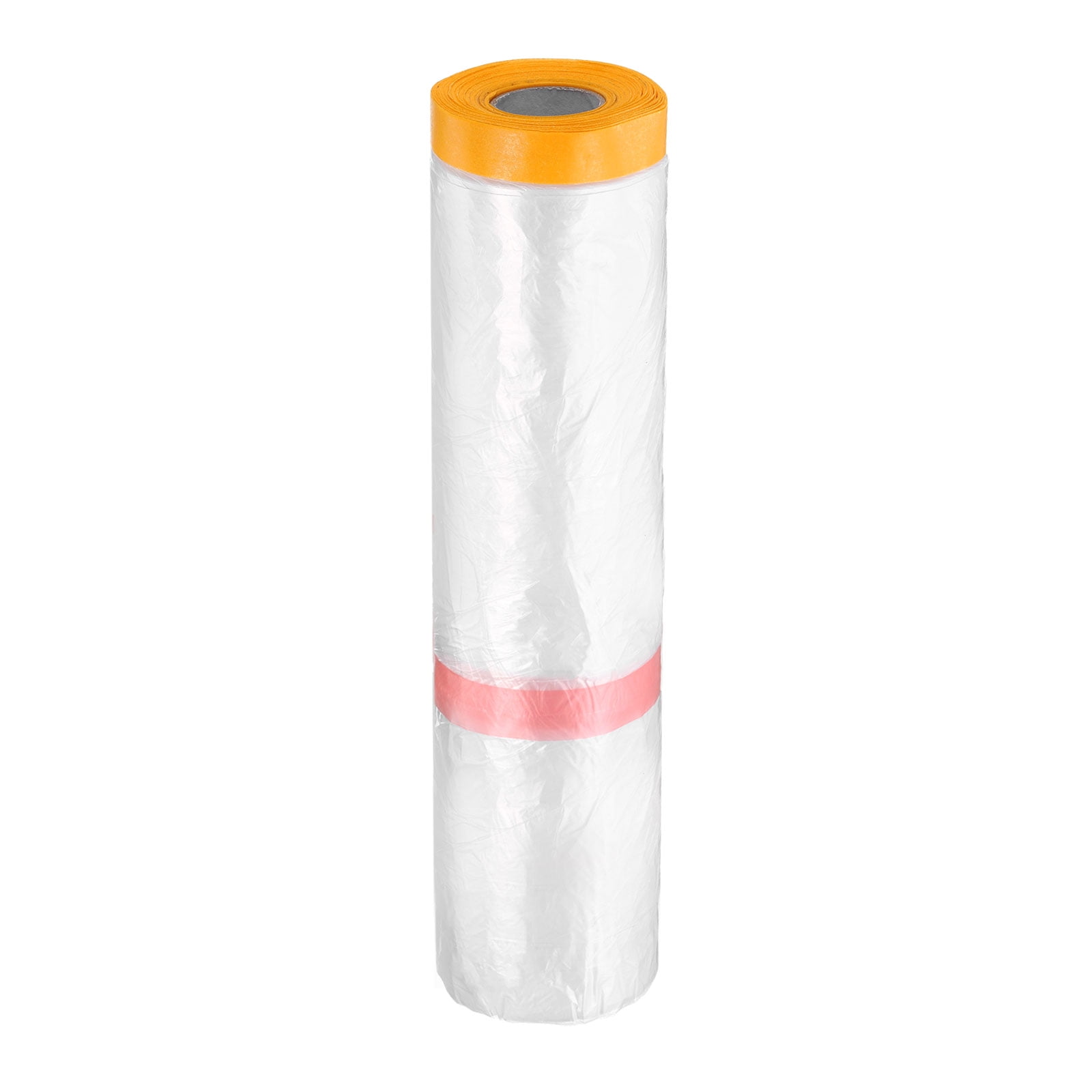 Uxcell Pre-Taped Masking Film 157.5"x65.6ft Double Adhesive Tape and Drape Painters Plastic Drop Cloth Film with Tape Plastic Sheeting for Automotive Painting Covering