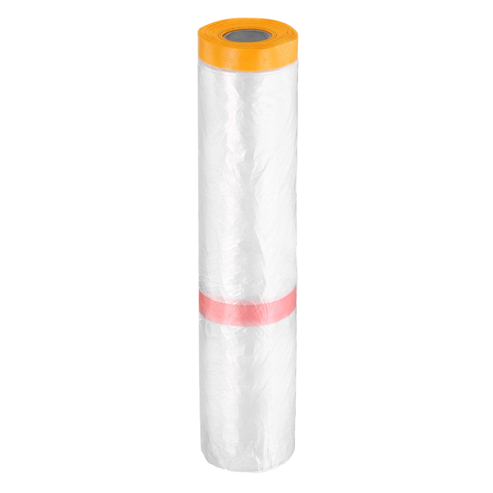 Uxcell Pre-Taped Masking Film 177.2"x65.6ft Double Adhesive Tape and Drape Painters Plastic Drop Cloth Film with Tape Plastic Sheeting for Automotive Painting Covering