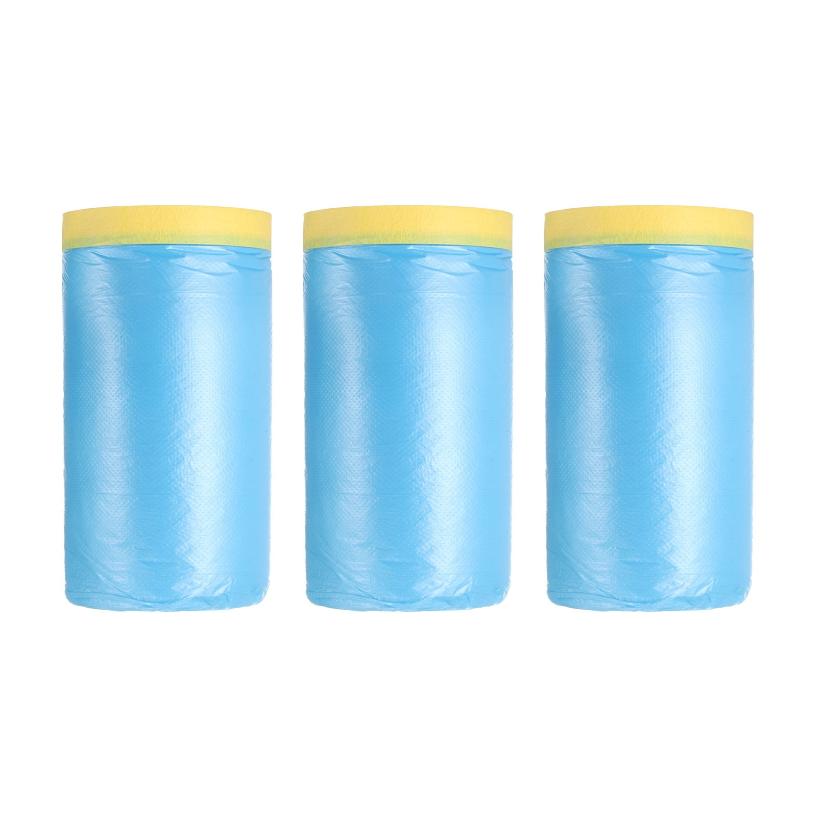 Uxcell Pre-Taped Masking Film, 3.6ft x 82ft Medium-Tack Painters Tape Blue Film 3Pcs