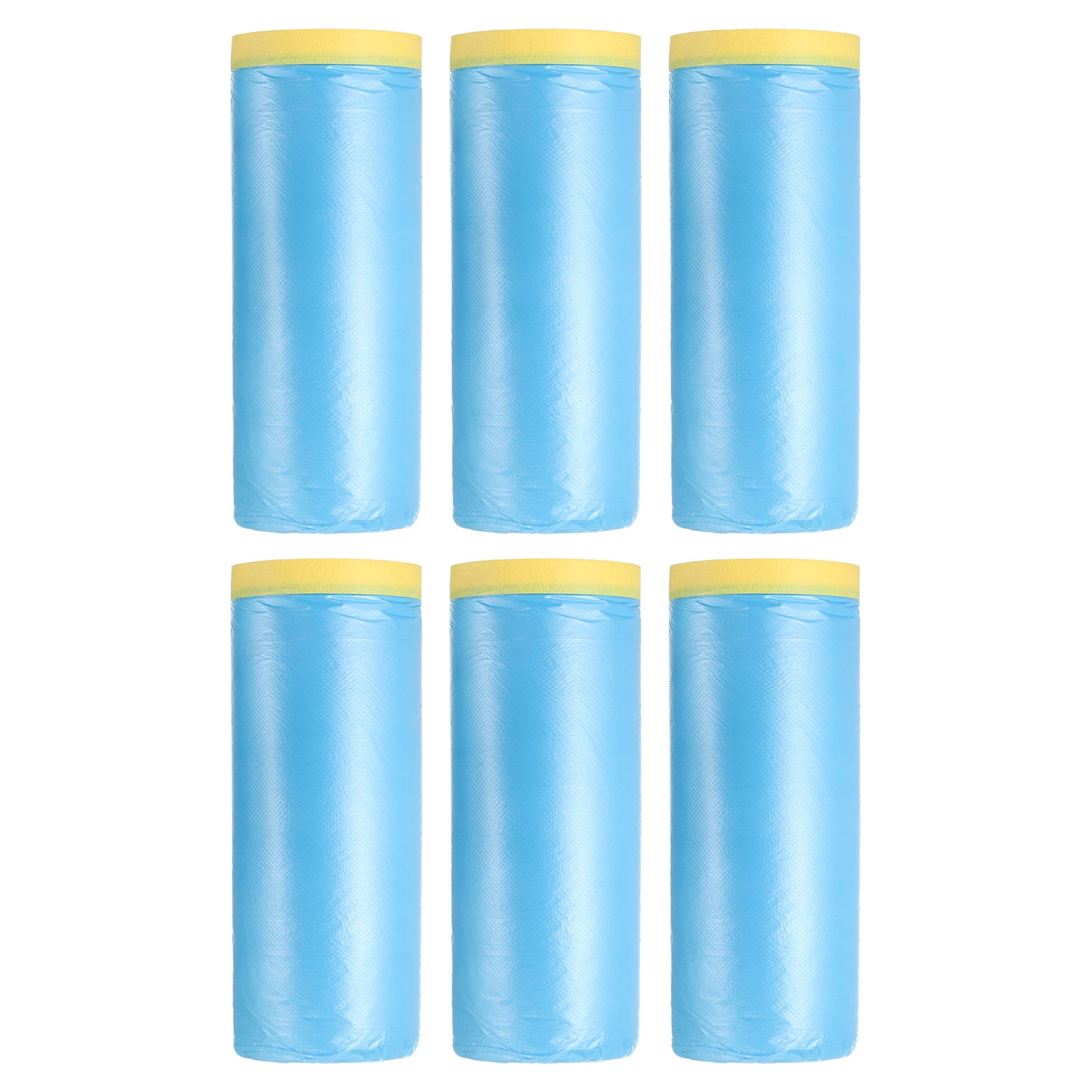 Uxcell Pre-Taped Masking Film, 4.9ft x 82ft Medium-Tack Painters Tape Blue Film 6Pcs