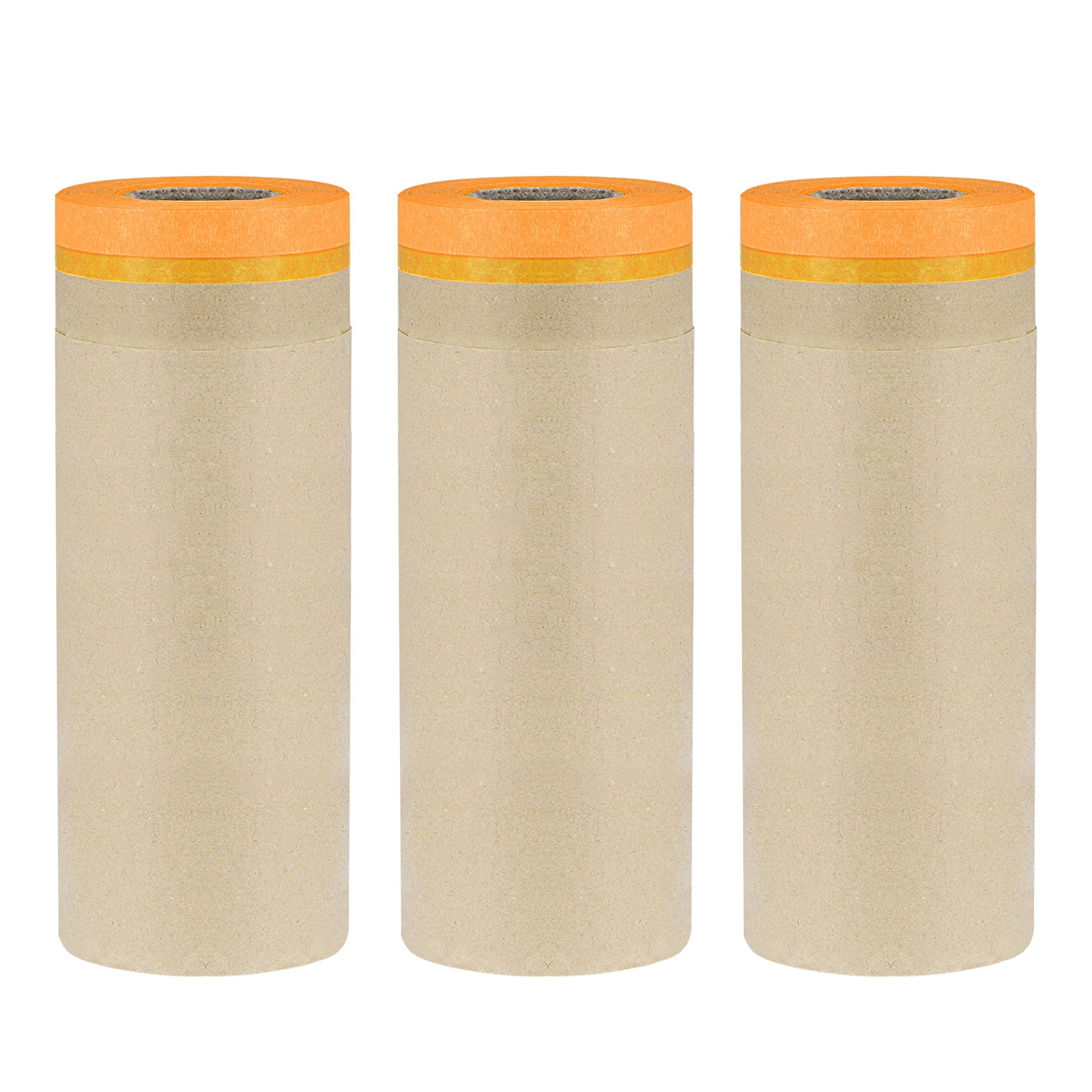 Uxcell Pre-Taped Masking Paper 17.7" x 49ft Brown Paper High-Tack Tape 3pcs Orange