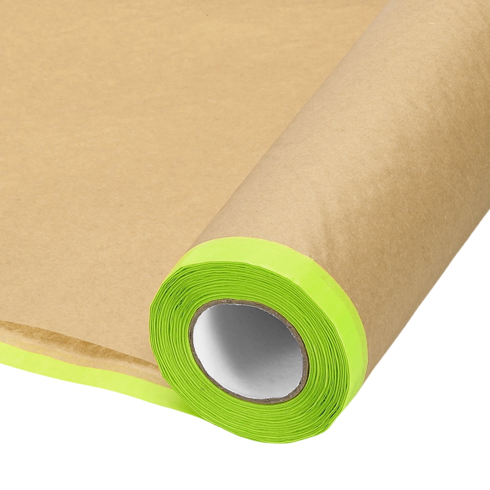 Uxcell Pre-Taped Masking Paper, 24" x 49 ft Paint Adhesive Protective Paper Painter Tape and Drape for Masking Auto Body Covering Wall Skirting Frames, Green