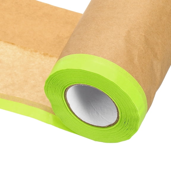 Uxcell Pre-Taped Masking Paper, 6" x 49 ft Paint Adhesive Protective Paper Painter Tape and Drape for Masking Auto Body Covering Wall Skirting Frames, Green