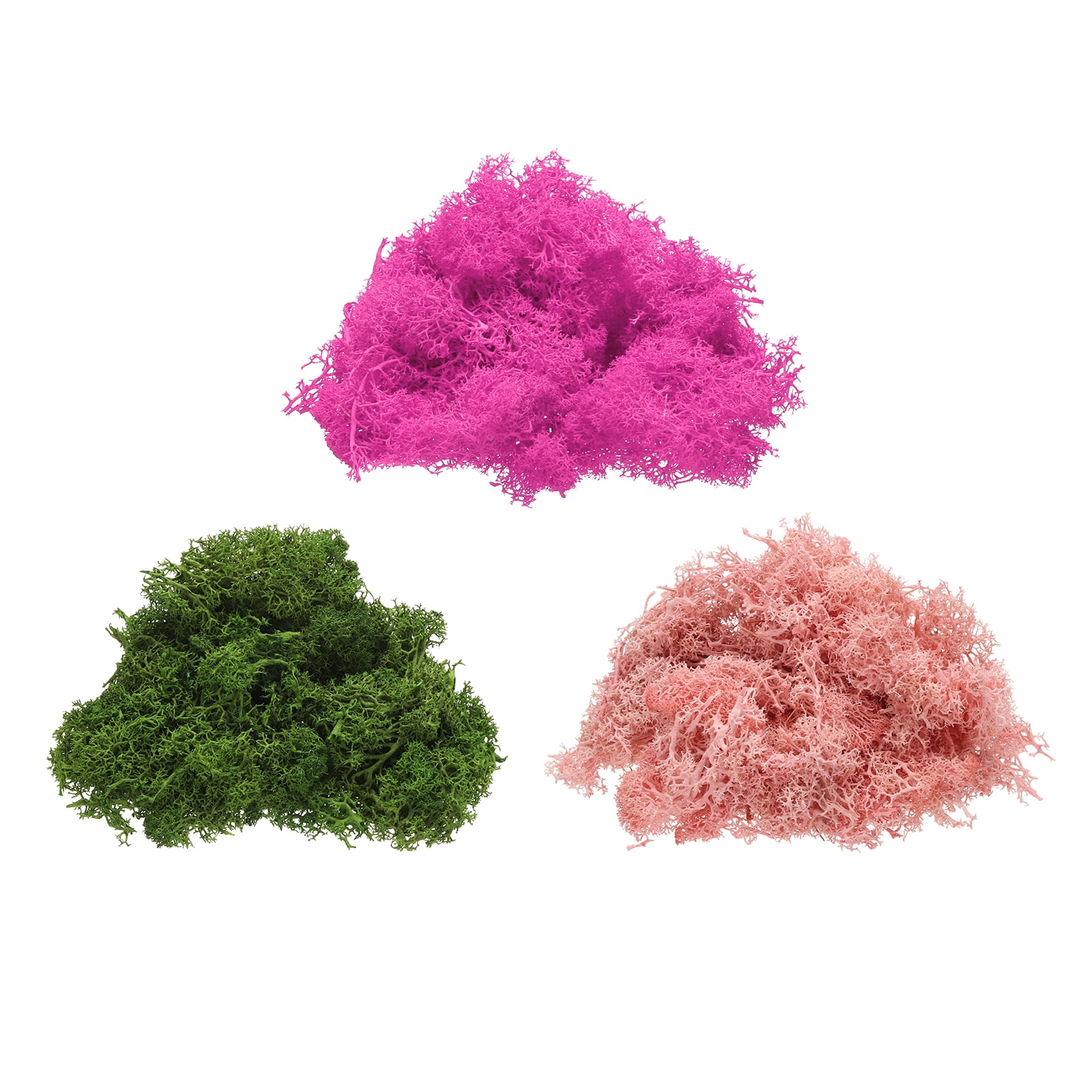Uxcell Preserved Reindeer Moss, 11 oz Fake Moss for Crafts Artificial Dried Moss (Green/Light/Rose Red)