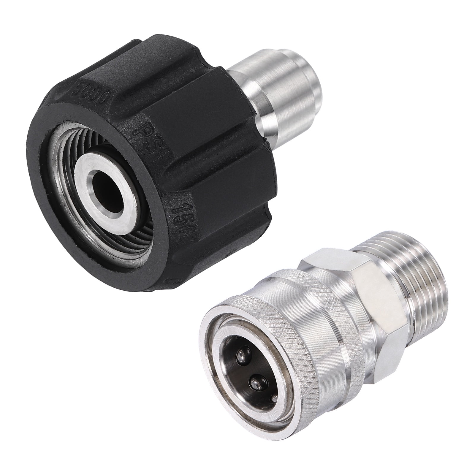Uxcell Pressure Washer Adapter, M22 14mm Female to 3/8" Male, 3/8" Female to M22 14mm Male Stainless Steel 44mm l Quick Connect Fittings Swivel Adapter for Pressure Power Washers Hose
