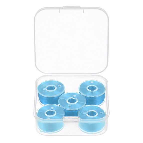 Uxcell Prewound Bobbin Thread Set with Storage Plastic Case for Embroidery and Sewing Machine, Sky Blue