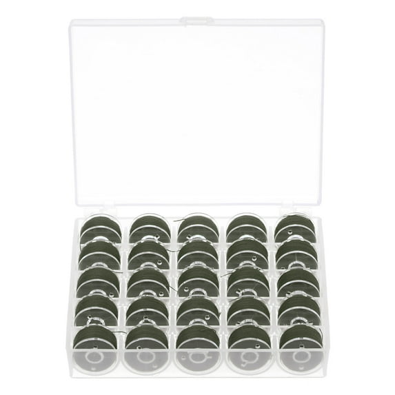 Uxcell Prewound Bobbin Thread with Storage Case for Embroidery and Sewing Machine, Light Black 25 Pack