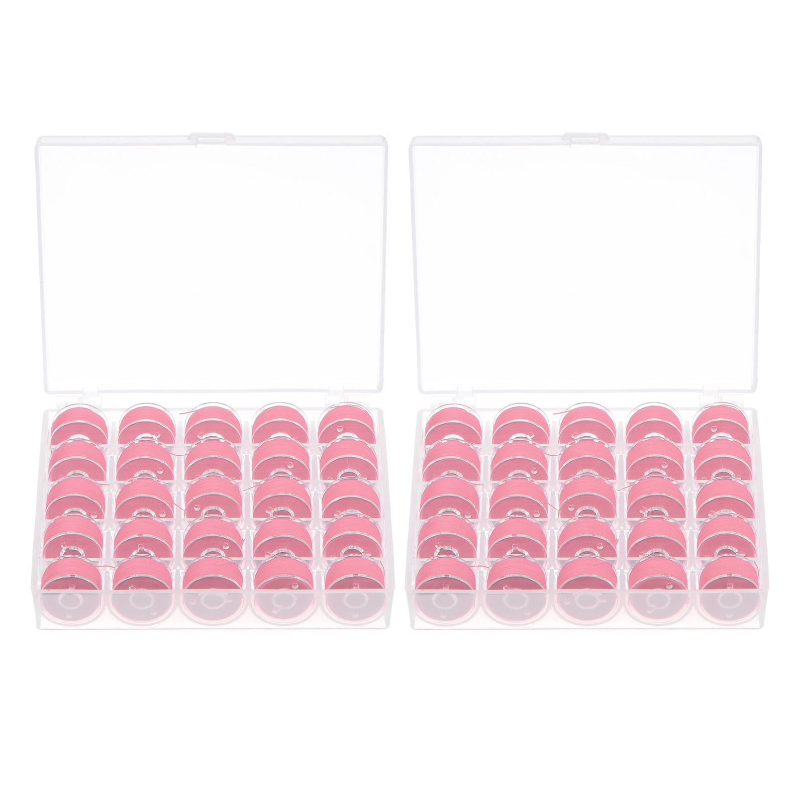 Pink Thread Bobbin Uxcell Prewound Bobbin Thread with Storage Case for Embroidery and ...