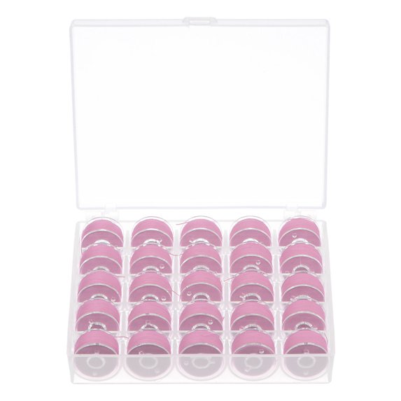 Uxcell Prewound Bobbin Thread with Storage Case for Embroidery and Sewing Machine, Pink Purple 25 Pack