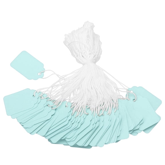 Uxcell Price Tags, Blank Paper Hang Tag Writable Label with String Attached for Gift Pricing Jewelry Clothing Light Blue