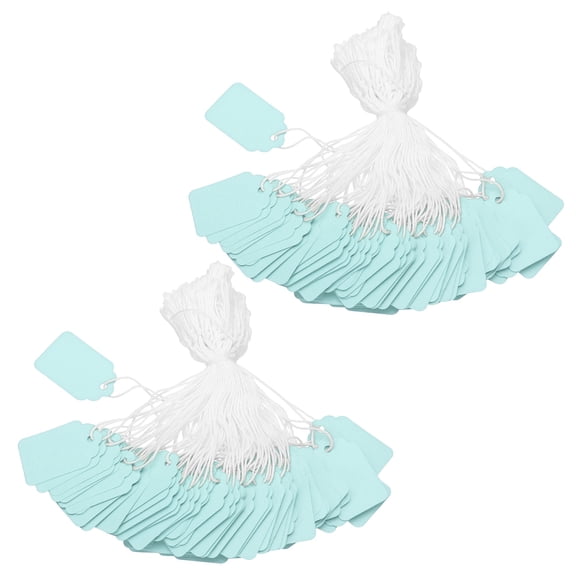 Uxcell Price Tags Blank Paper Hang Tag Writable Label with String Attached for Gift Pricing Jewelry Clothing Light Blue