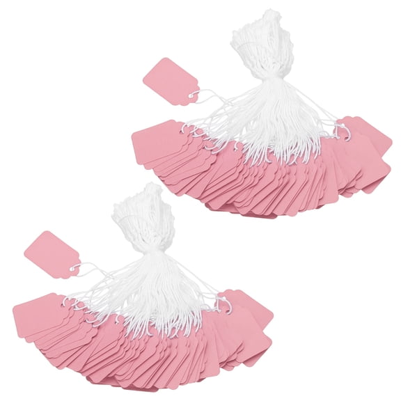 Uxcell Price Tags Blank Paper Hang Tag Writable Label with String Attached for Gift Pricing Jewelry Clothing Pink