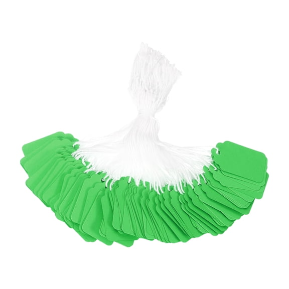 Uxcell Price Tags with String Attached, (1.38" x 0.87", Green) (100Pcs), Writable Display Gift Tag Paper Marking Label with Hanging Strings, Suit for - Pricing/Clothing/Gift/Jewelry