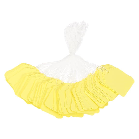 Uxcell Price Tags with String Attached, (1.77" x 1.38", Light Yellow) (500Pcs), Writable Display Gift Tag Paper Marking Label with Hanging Strings, Suit for - Pricing/Clothing/Gift