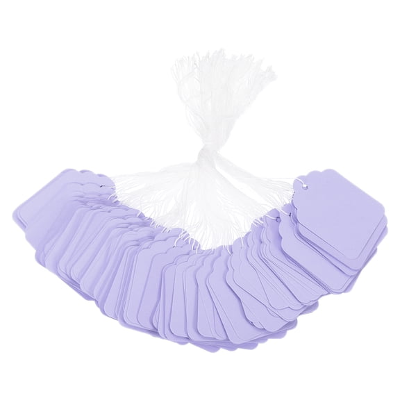 Uxcell Price Tags with String Attached, (1.77" x 1.38", Purple) (100Pcs), Writable Display Gift Tag Paper Marking Label with Hanging Strings, Suit for - Pricing/Clothing/Gift/Jewelry