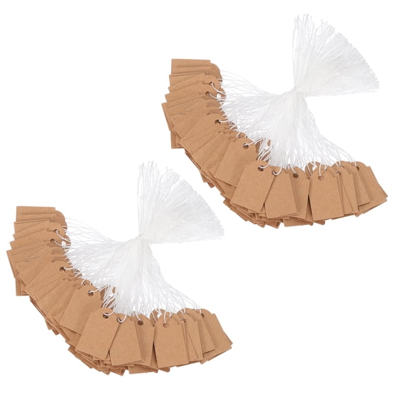 Uxcell Price Tags with String Attached, 200Pcs Kraft Gift Jewelry Tag for Labeling, 0.98 x 0.59Inch