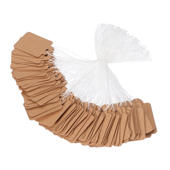 Uxcell Price Tags with String Attached, 500Pcs Kraft Gift Jewelry Tag for Labeling, 1.38 x 0.87Inch