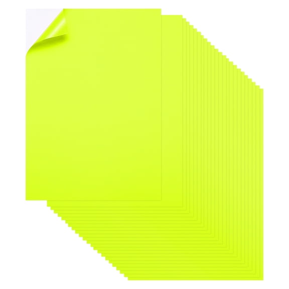 Uxcell Printable Sticker Paper, 50 Sheets 8" x 12" Colored A4 Self Adhesive Backing Cardstock Sticker Paper for Inkjet Printer Printing Crafts Scrapbooking Decor, Fluorescent Yellow