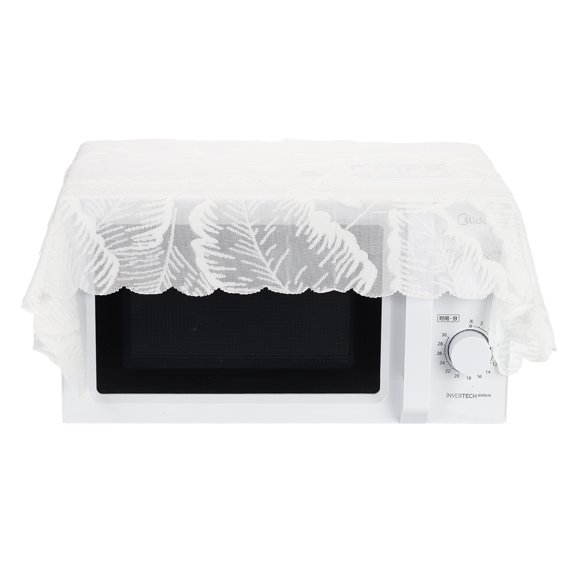 Uxcell Printed Lace Dust Cover, 25.6 x 47.2 Inch Leaf Microwave Oven Cloth Cover Nightstand Tablecloth for Kitchen Home Appliance Coffee Machine Toaster Oven, White