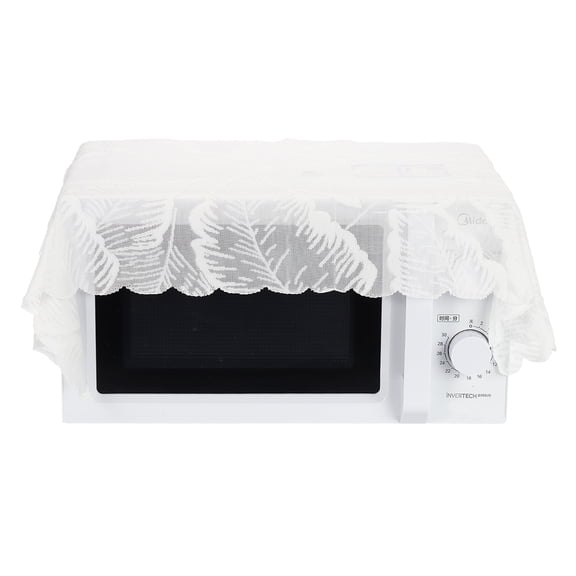 Uxcell Printed Lace Dust Cover, 35.4 x 47.2 Inch Leaf Microwave Oven Cloth Cover Nightstand Tablecloth for Kitchen Home Appliance Coffee Machine Toaster Oven, White