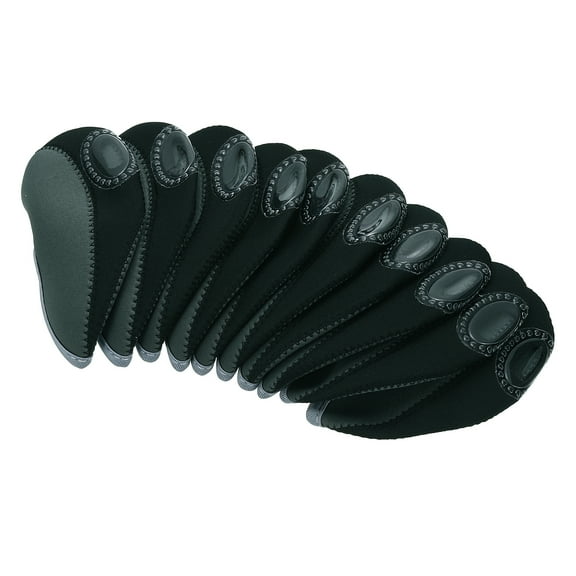 Uxcell Protection Sleeve Visible Window Golf Club Iron Head Cover Gray, Black 10Pack