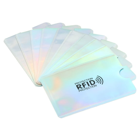 Uxcell Protector NFC Holder RFID Blocking Credit Card Sleeves Laser Silver, 10Pack