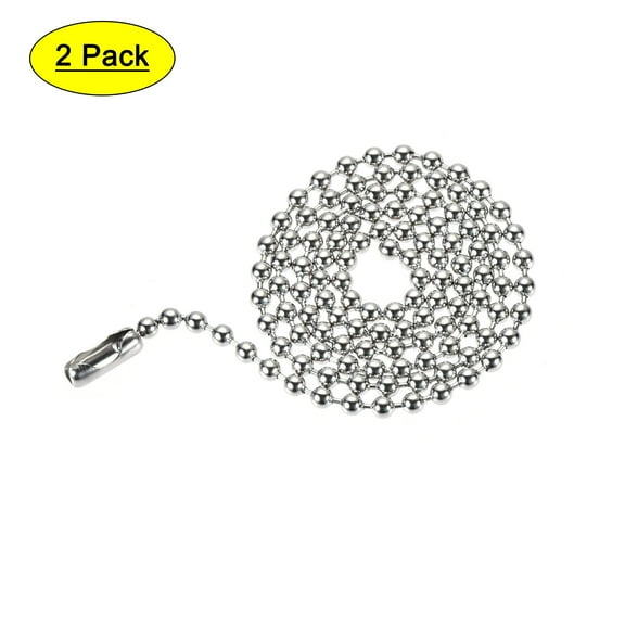 Uxcell Pull Chain Extension 1.64 Ft Stainless Steel 3.0mm Beaded for Light/Fan 2 Pack