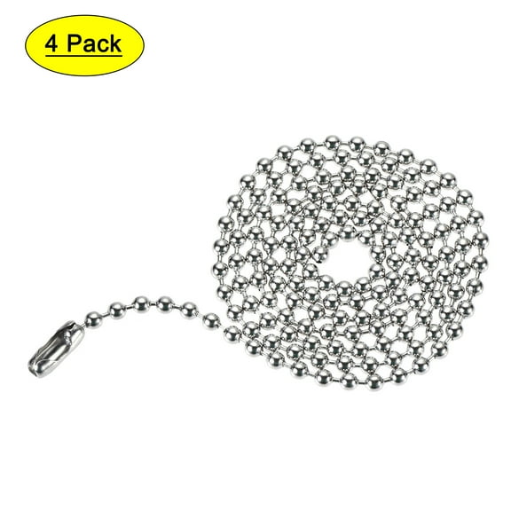 Uxcell Pull Chain Extension 2.13 Ft Stainless Steel 3.0mm Beaded for Light/Fan 4 Pack