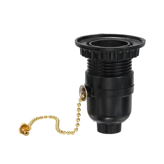 Uxcell Pull Chain Lamp Socket 1 Pack - UL Listed E26 Standard Threaded Base Light Socket with Chain 8" (On/Off) Light Bulb Fixture Replacement for Table Floor Lamps, Black