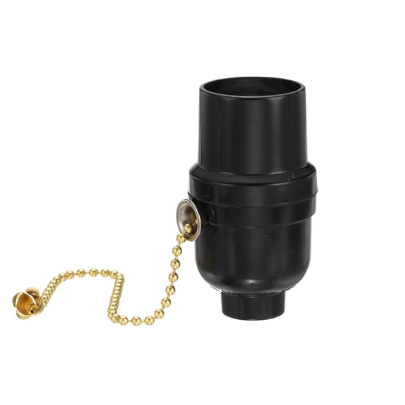 Uxcell Pull Chain Lamp Socket 1 Pack - UL Listed E26 Standard Threaded Base Light Socket with Chain 8"(On/Off) Light Bulb Fixture Replacement for Table Floor Lamps, Black