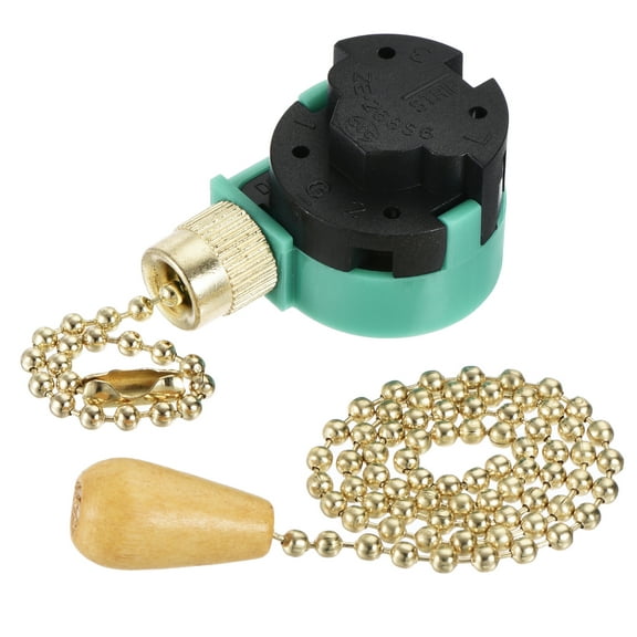 Uxcell Pull Chain Switch 3 Speed ZE-268S6 w Chain for Ceiling Fan Lamp Green Gold 2Set