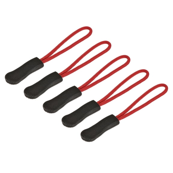 Uxcell Pull Head Handle Replacement Tab Tag Cord Extender Zipper Pulls Black Red 60 Pack