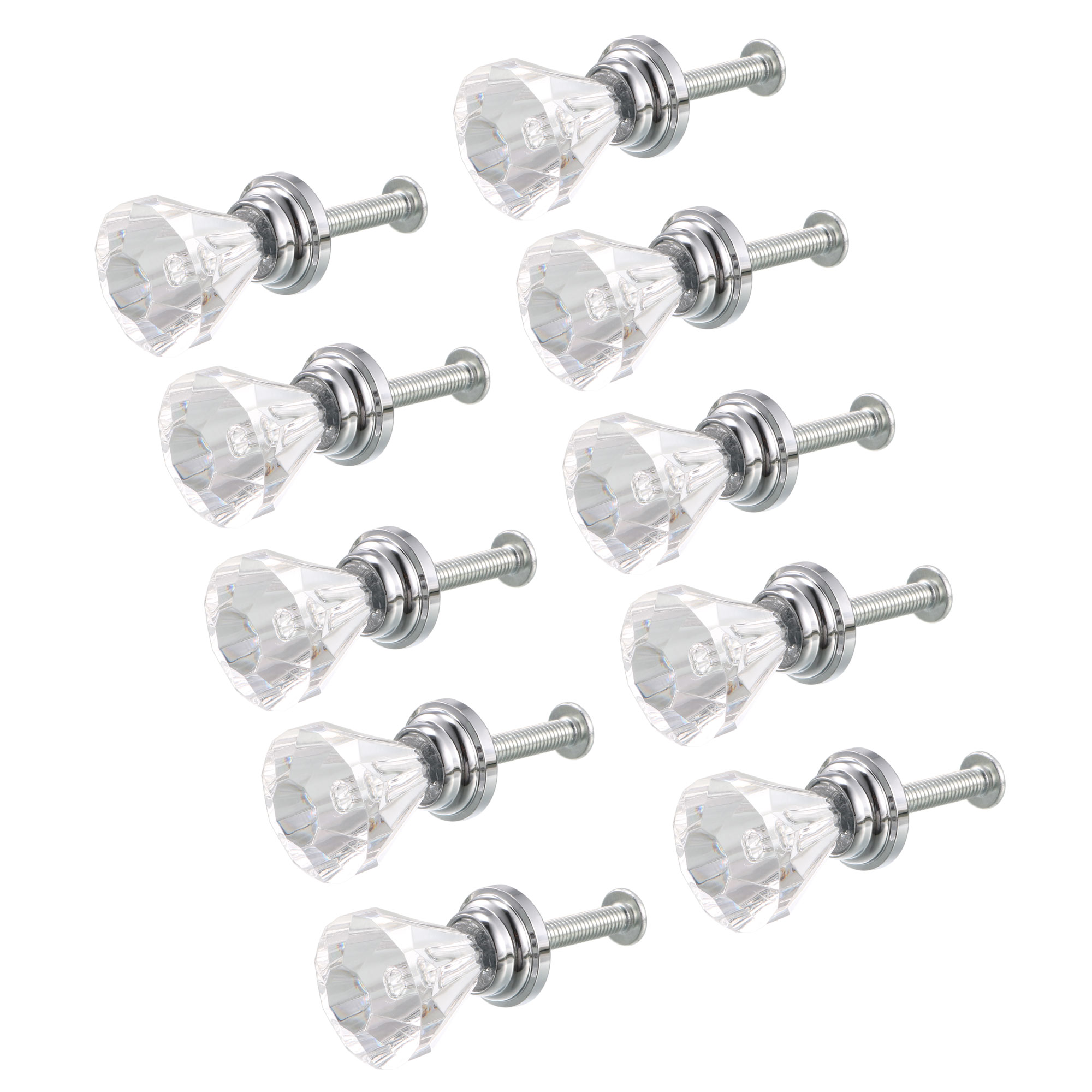 Uxcell Pull Knob, 0.79'' Dia Aluminum Alloy Acrylic Pulls Drawer Knobs Silver Tone 10 Pack - image 1 of 5