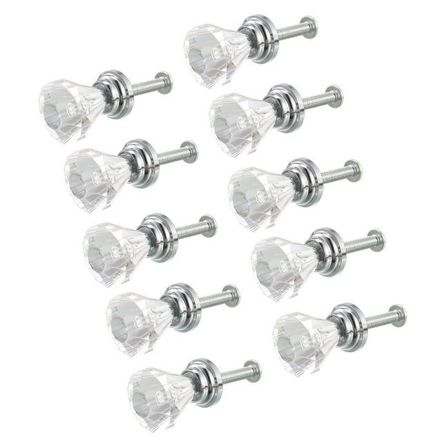 Uxcell Pull Knob, 0.79'' Dia Aluminum Alloy Acrylic Pulls Drawer Knobs Silver Tone 10 Pack