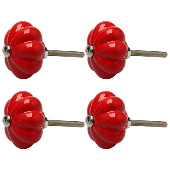 Uxcell Pumpkin Ceramic Vintage Dresser Knobs Pull Handle Red 4 Pack