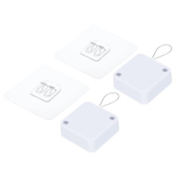 Uxcell Punch Free Automatic Sensor Door Closer 39" Retractable Cable Lock with Adhesive 400g 2Set White