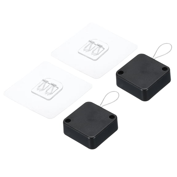 Uxcell Punch Free Automatic Sensor Door Closer 39" Retractable Rope Lock with Adhesive 400g 2Set Black