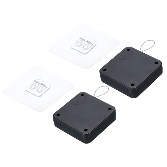 Uxcell Punch Free Automatic Sensor Door Closer 47" Retractable Cable Lock with Adhesive 1000g 2Set Black