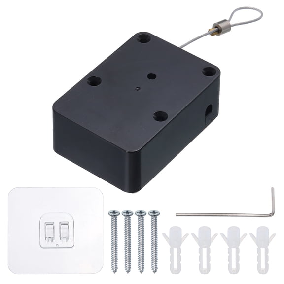 Uxcell Punch Free Automatic Sensor Door Closer ABS Closer with Steel Wire 2000G Black 1 Set