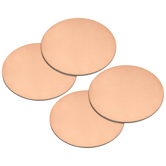 Uxcell Pure Copper Sheet, 4Pack 2" x 0.03" 20 Gauge T2 Copper Metal Round Plate