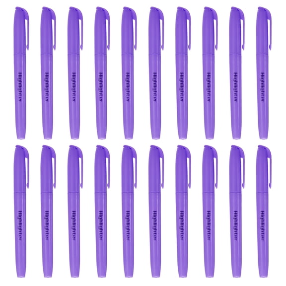 Uxcell Purple Highlighter, 20 Pack No Bleeds Highlighters Pens Neon Clear View Bright Quick Dry Pocket Marker Pen Sticks Chisel Tip Cute for Books Office Adults