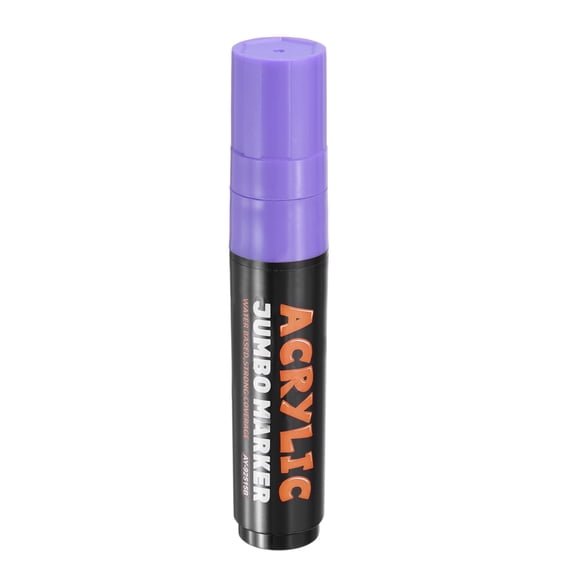 Uxcell Purple Poster Markers, 1 Pcs Permanent Waterproof Markers Large Acrylic Paint Pen 15mm Felt Wide Tip on Canvas Glass Wood Ceramic Rock for Painting, Sign Graffiti Creations