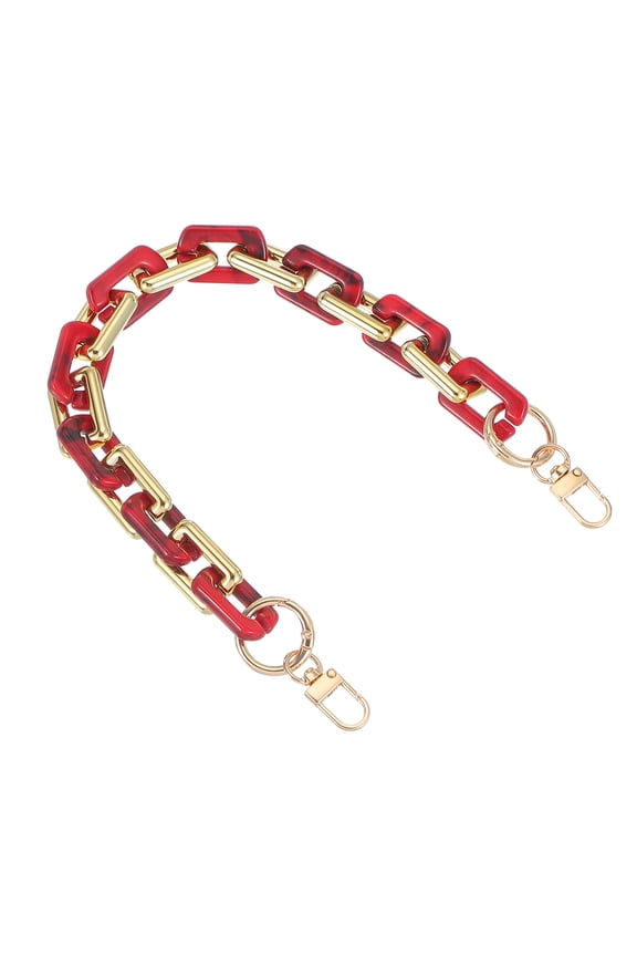 Purse Chain Strap, 15.7 Inch Acrylic Handbag Chain Straps, Clutches Strap Extender Replacement with Metal Buckles for Crossbody Shoulder Bag Decoration, Red