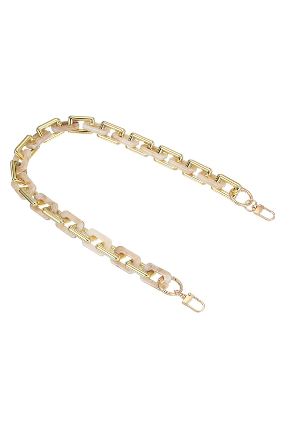 Purse Chain Strap, 23.6 Inch Acrylic Handbag Chain Straps, Clutches Strap Extender Replacement with Metal Buckles for Crossbody Shoulder Bag Decoration, Beige