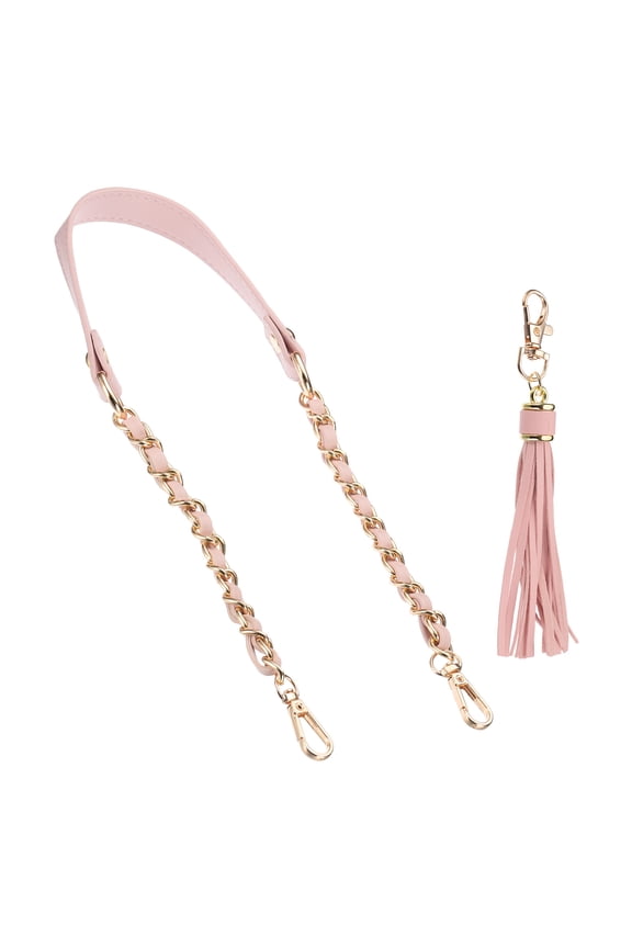 Purse Chain Strap, 24 Inch Leather Chain Straps Purse Strap Replacement Flat Chain Strap with Tassel for Crossbody Bag Handbag Woman, Black,5