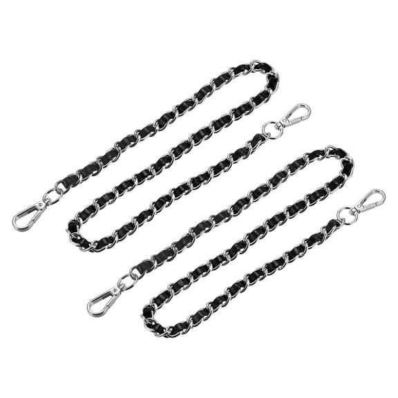 Uxcell Purse Chain Strap, 24" Purse Strap Shoulder Bag Replacement Strap, 2Pack Black&Silver