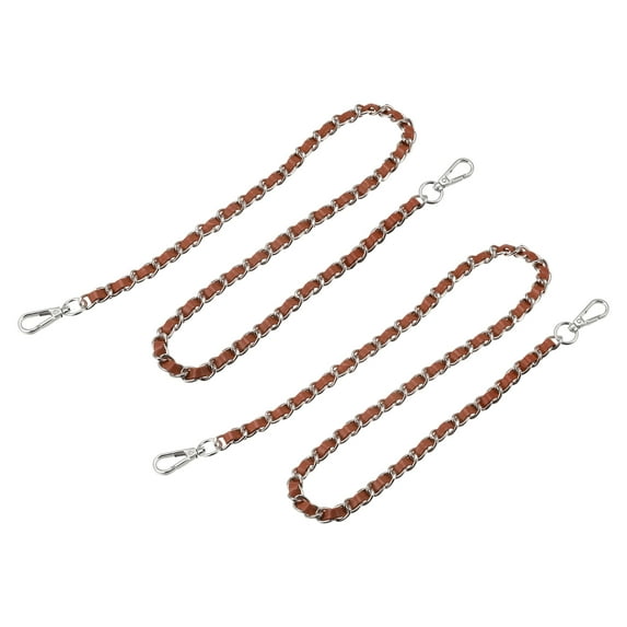 Uxcell Purse Chain Strap, 24" Purse Strap Shoulder Bag Replacement Strap, 2Pack Brown&Silver