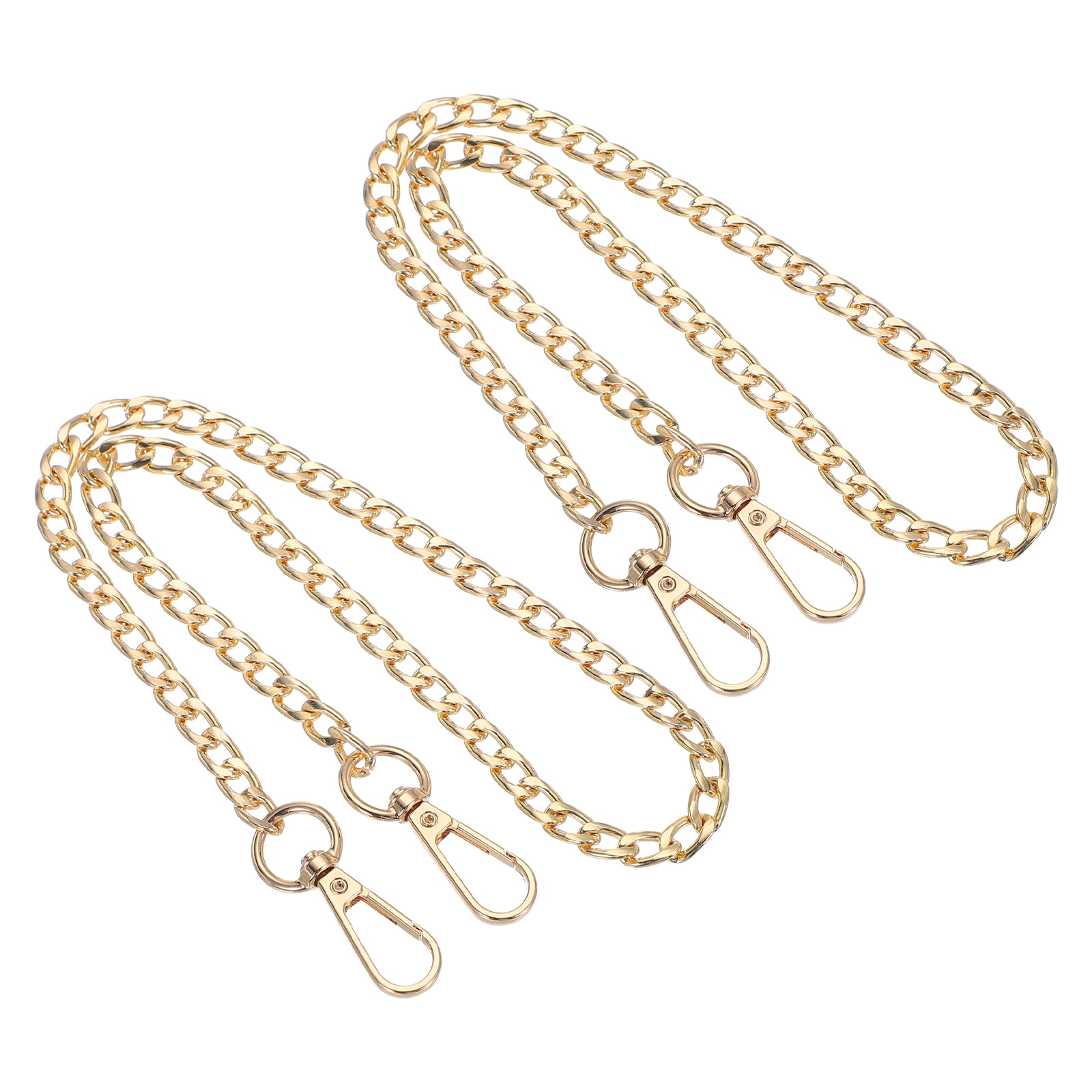 Uxcell Purse Chain Strap Iron Flat Chain Strap Alloy Handles Bag Strap Replacement Gold 24"