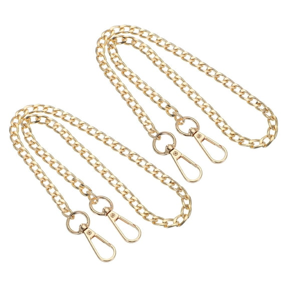 Uxcell Purse Chain Strap Iron Flat Chain Strap Alloy Handles Bag Strap Replacement Gold 24"