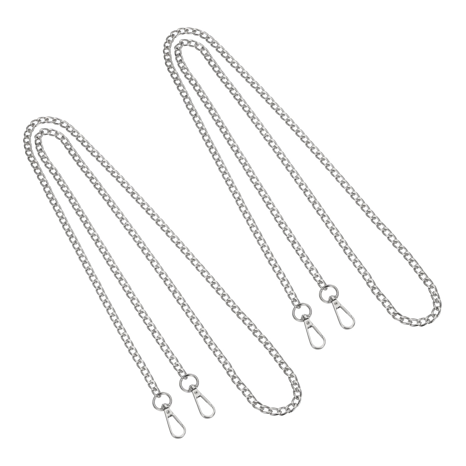Uxcell Purse Chain Strap Iron Flat Chain Strap Alloy Handles Bag Strap Replacement Silver 59"